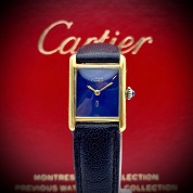 cartier vintage must vermeil blue dial with gold plated gasp 1