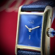 cartier vintage must vermeil blue dial with gold plated gasp 2
