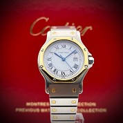 cartier vintage santos octogonal gold steel automatic 28mm 1