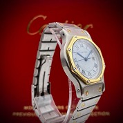 cartier vintage santos octogonal gold steel automatic 28mm 2