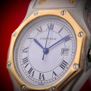 cartier vintage santos octogonal gold steel automatic 28mm 3