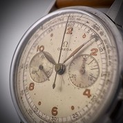 omega vintage 1943 handwind chronograph steel cal lemania 2310 early version 2278 2 3