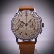 omega vintage 1943 handwind chronograph steel cal lemania 2310 early version 2278 2 4