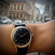 omega vintage 1956 seamaster calatrava black ref 2892 1sc gold cape 1