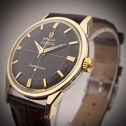 omega vintage 1961 piepan constellation yellow goldplated auto chronometer black dial ref 14900 61 2