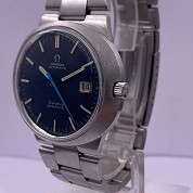 omega vintage 1970 dynamic auto blue dial steel bracelet ref 135 033 cal 601 5