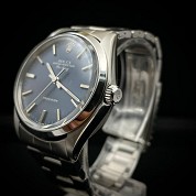 rolex airking precision 5500 rare matt blue dial from 1973 cal 1520 5