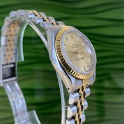 rolex modern 1991 lady datejust 26mm gold and steel ref 69173 serial x 2