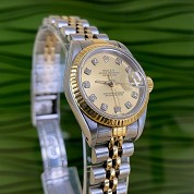 rolex modern 1991 lady datejust 26mm gold and steel ref 69173 serial x 3