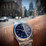 rolex modern 2007 oyster perpetual blue dial with ref 114200 1