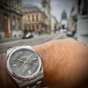 rolex modern 2015 oyster perpetual grey dial o p op ref 114300 with card 1