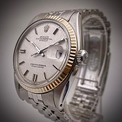 rolex vintage 1972 datejust ref 1601 steel cal 1570 jubile gorgeous silver tapestry dial 2