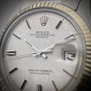 rolex vintage 1972 datejust ref 1601 steel cal 1570 jubile gorgeous silver tapestry dial 3