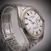 rolex vintage 1972 datejust ref 1601 steel cal 1570 jubile gorgeous silver tapestry dial 5