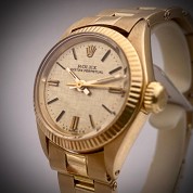 rolex vintage 1972 oyster perpetual 25mm lady  6719 18ct gold lady tapisserie dial 4