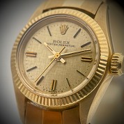 rolex vintage 1972 oyster perpetual 25mm lady  6719 18ct gold lady tapisserie dial 5