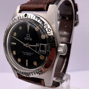 titus vintage calypsomatic 3377 diver incredible dial automatique 4
